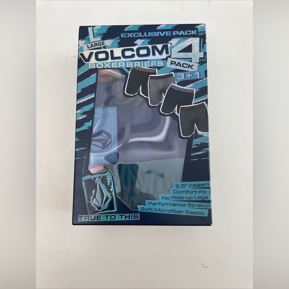 Volcom Men's Performance Poly Spandex Boxer Briefs 3 Pack Underwear Size L 36-38
